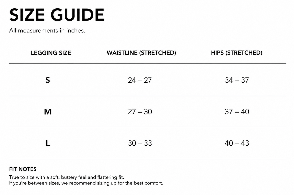 Size Guide - Form Legging