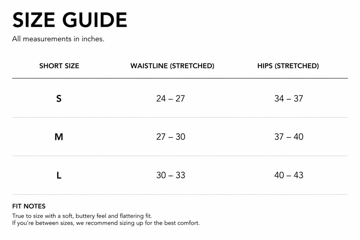 Size Guide - Getaway Short | 4.5