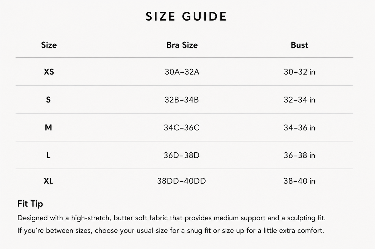 Size Guide - Cherry Noir Long Sleeve Crop Top