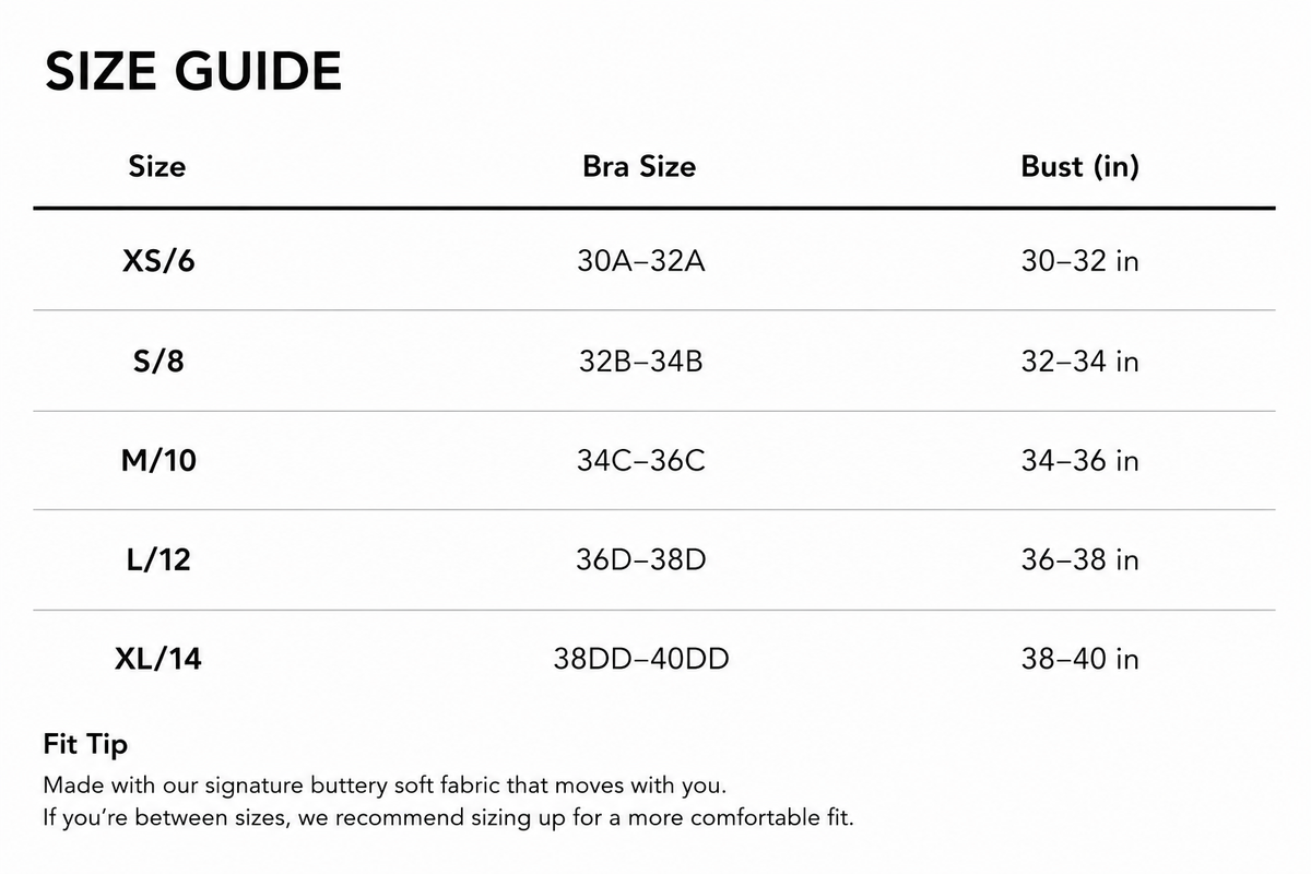 Size Guide - Divine Allure Bra